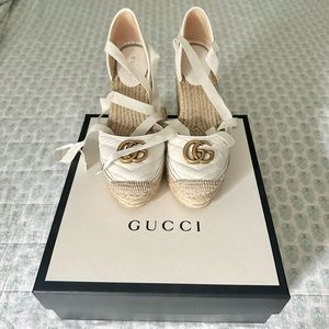 Gucci Leather Espadrille Wedges